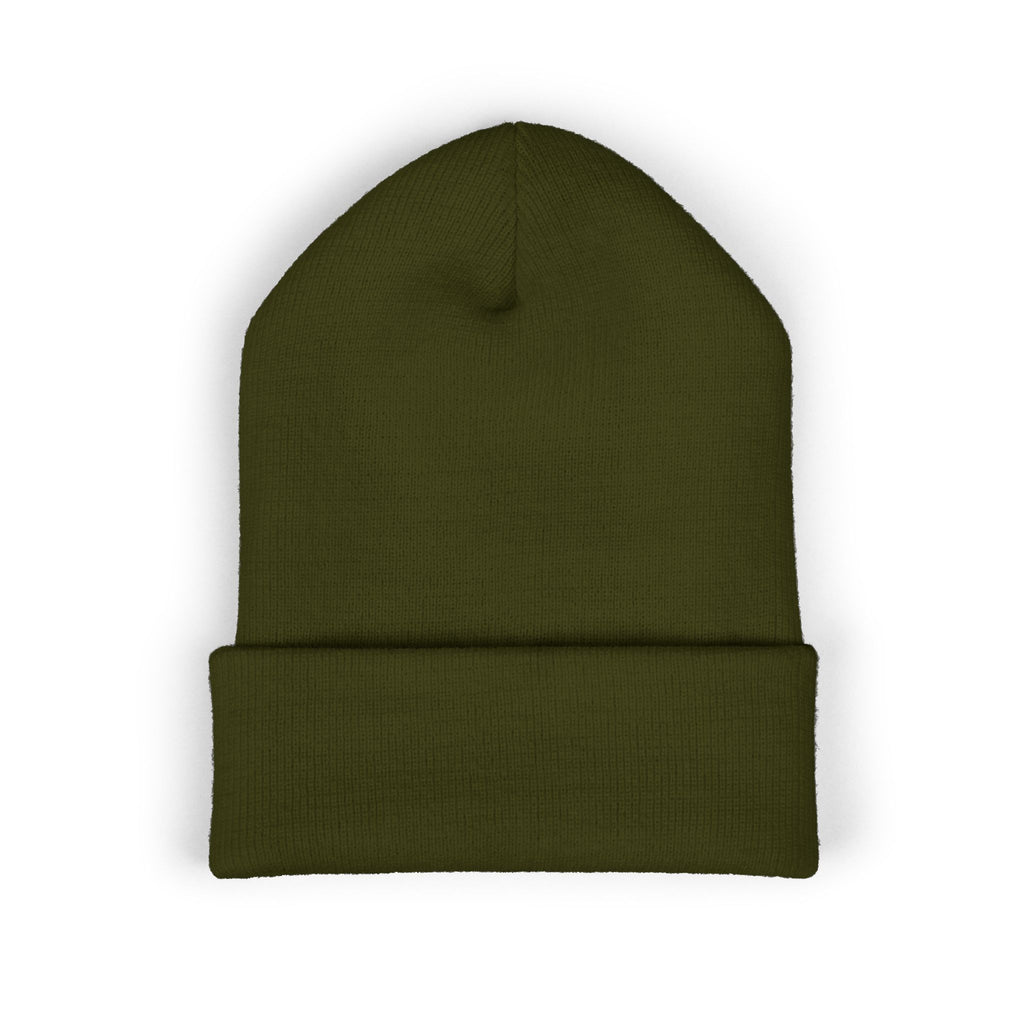 Green beanie on a white background