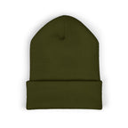 Green beanie on a white background