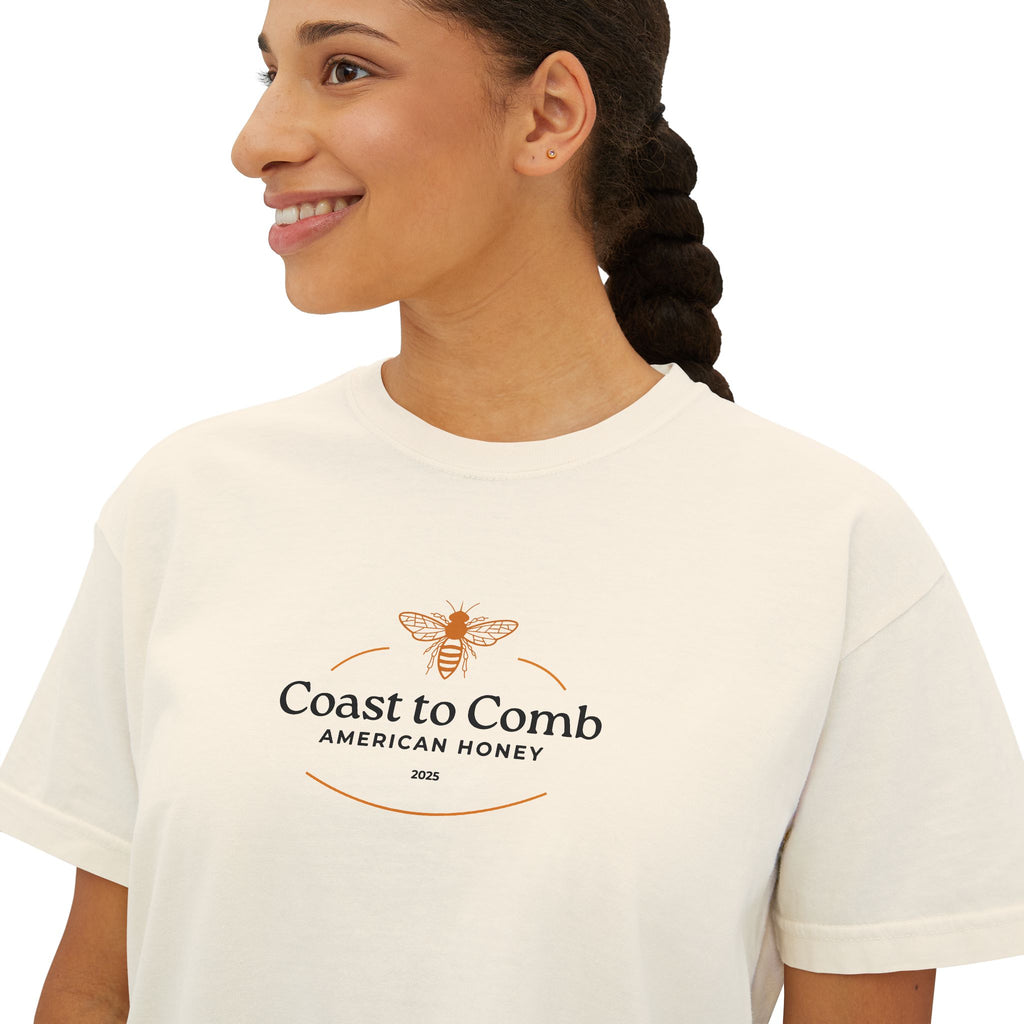 Coast to Comb Honey Logo Women's Boxy Tee - Vintage Beekeeper Aesthetic