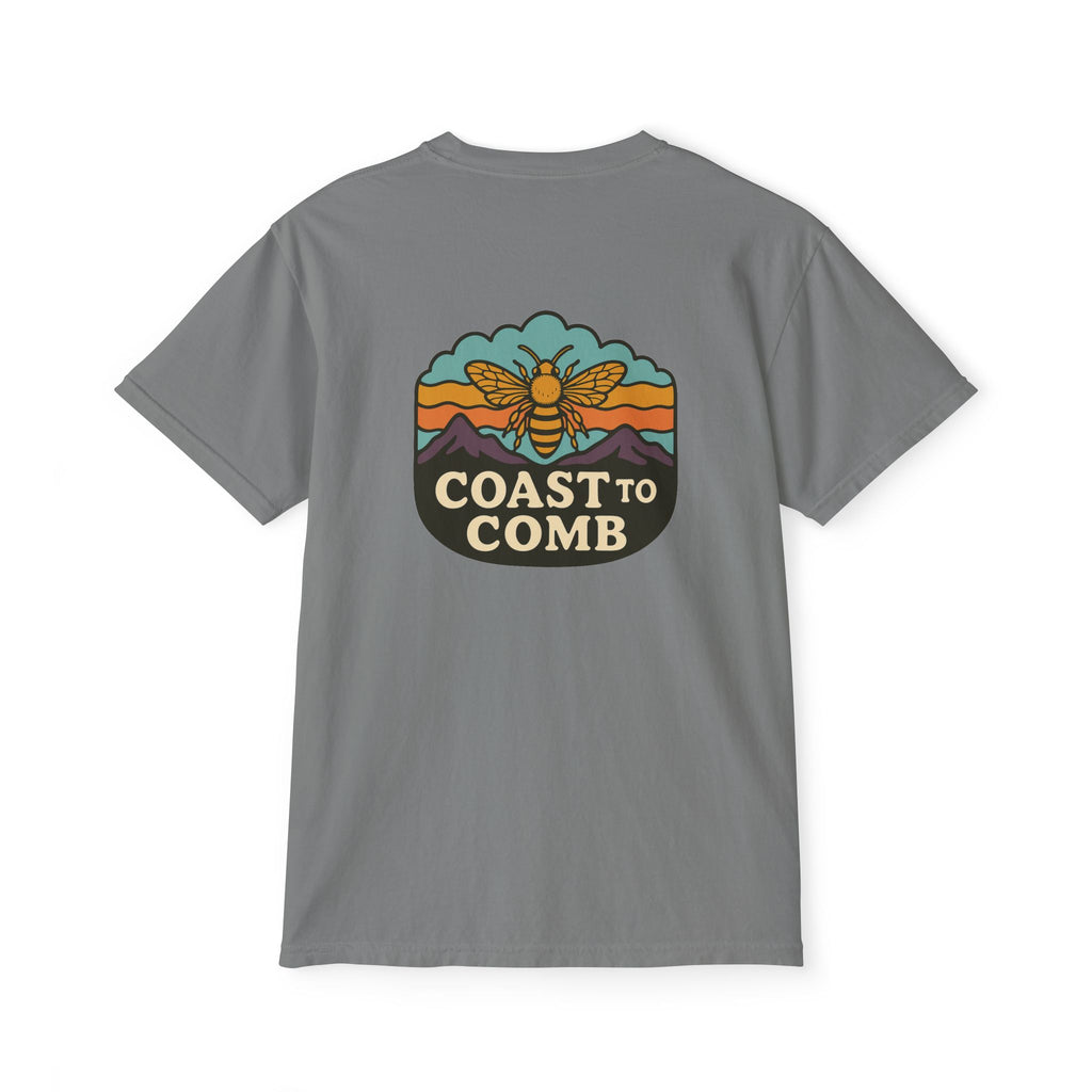 Gray t-shirt with 'Coast to Comb' graphic on a white background