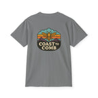 Gray t-shirt with 'Coast to Comb' graphic on a white background
