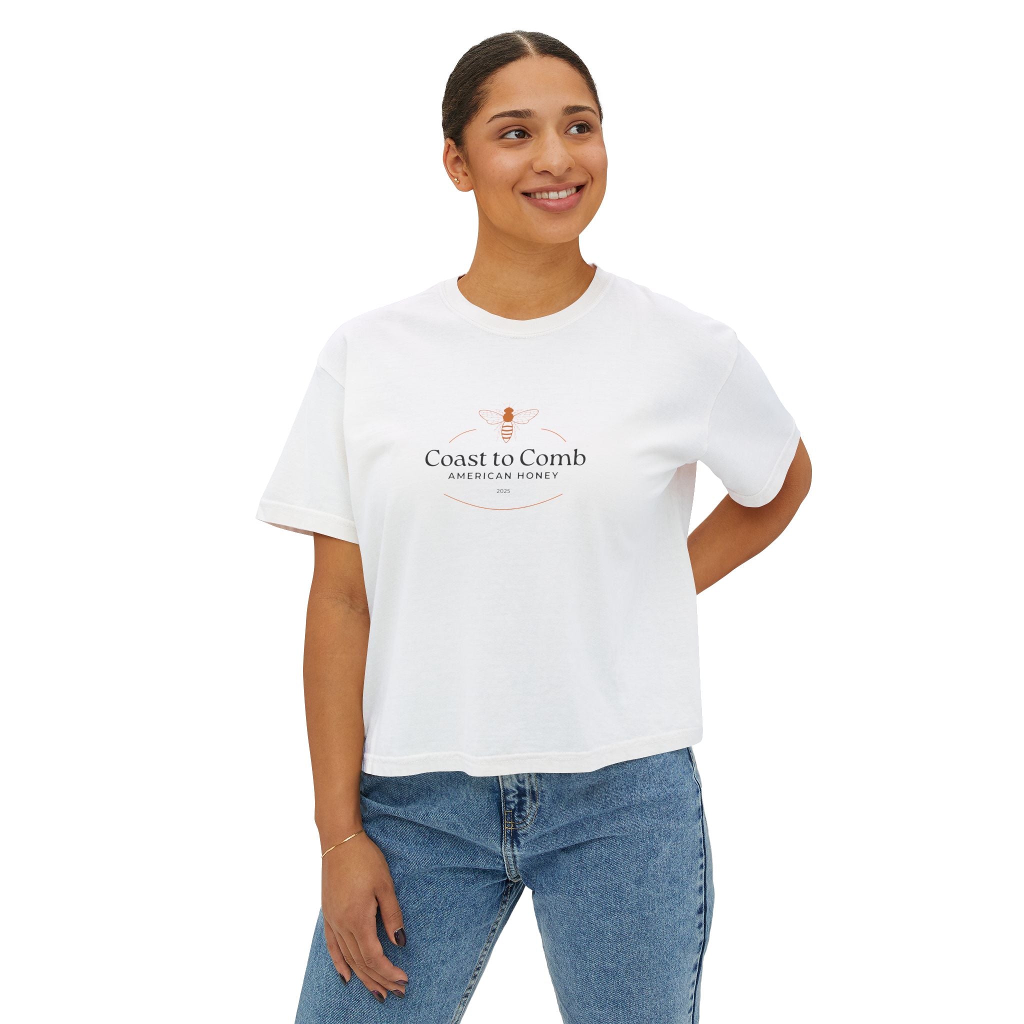 Coast to Comb Honey Logo Women's Boxy Tee - Vintage Beekeeper Aesthetic
