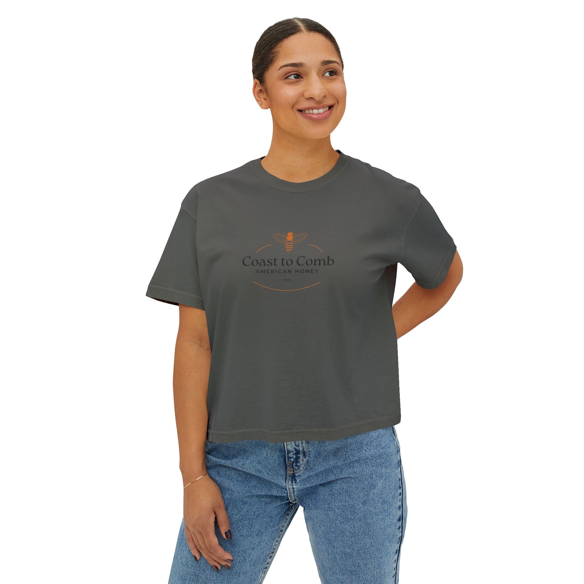 Coast to Comb Honey Logo Women's Boxy Tee - Vintage Beekeeper Aesthetic