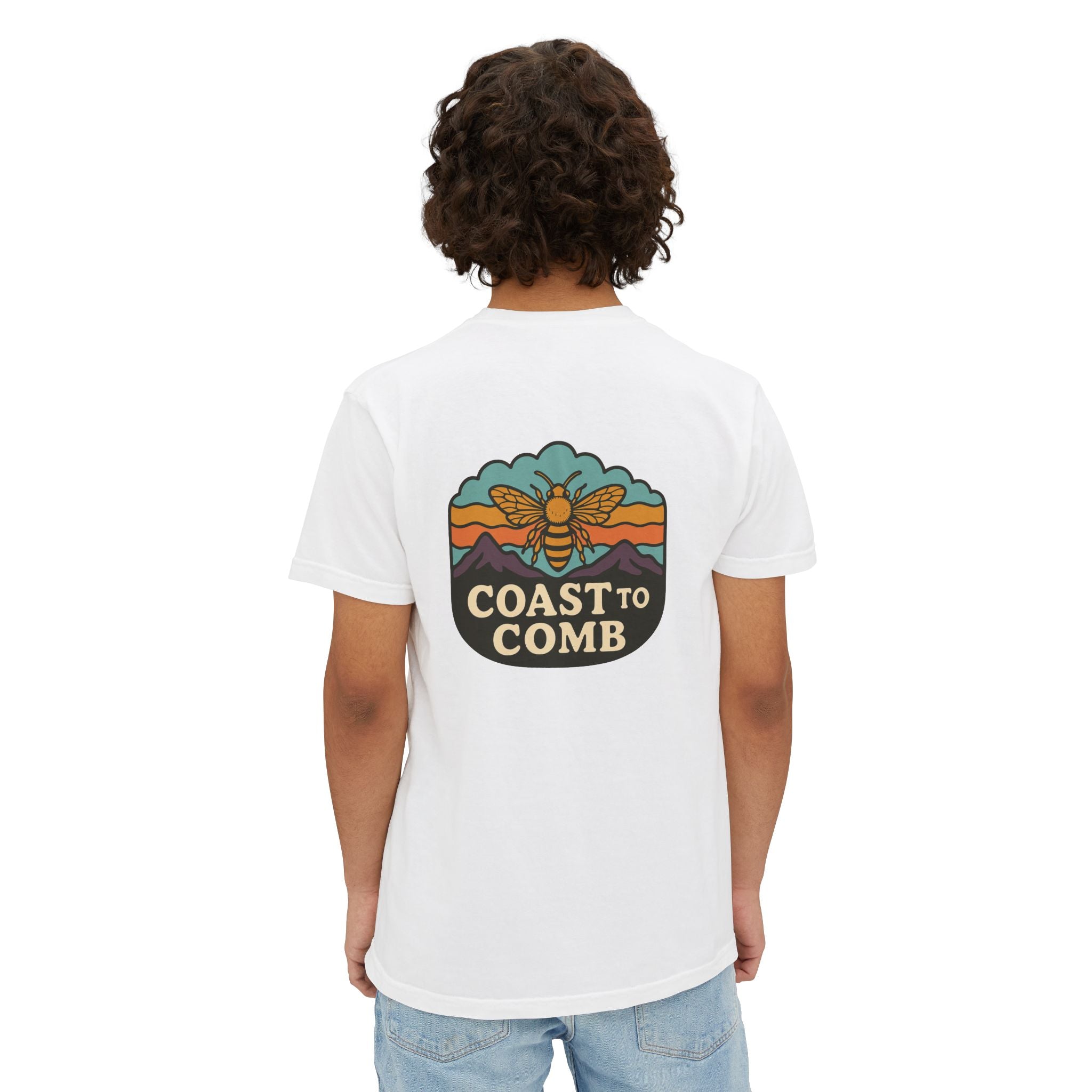Coast to Comb Pocket T-Shirt — Bee Graphic Casual Tee (Unisex)