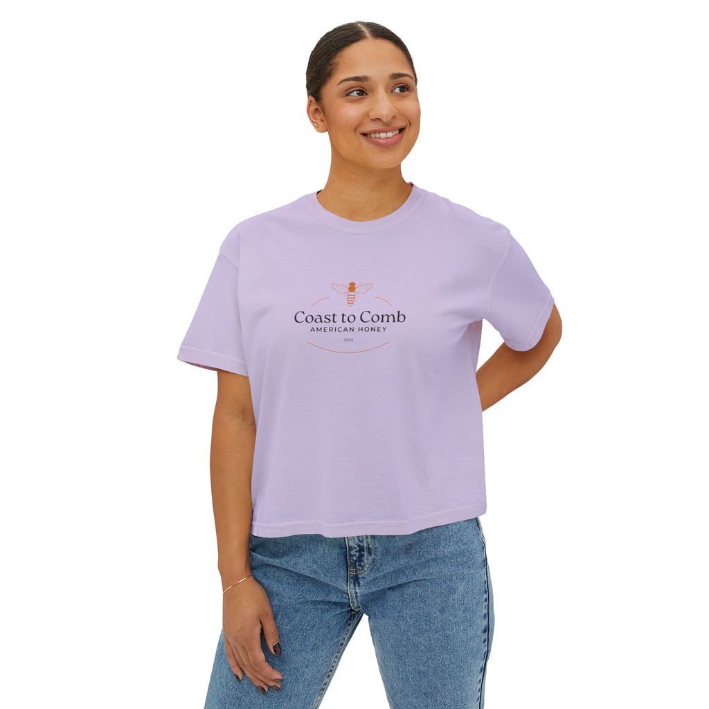 Coast to Comb Honey Logo Women's Boxy Tee - Vintage Beekeeper Aesthetic