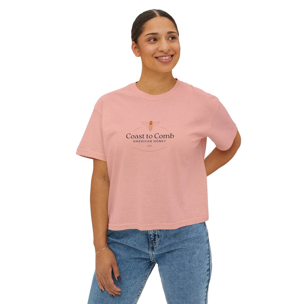 Coast to Comb Honey Logo Women's Boxy Tee - Vintage Beekeeper Aesthetic
